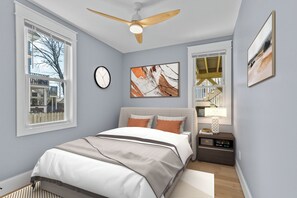 4 habitaciones, tabla de planchar con plancha, wifi y ropa de cama 
