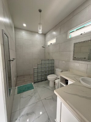 Dusche, Haartrockner, Handtücher