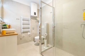 Ducha, secador de pelo y toallas