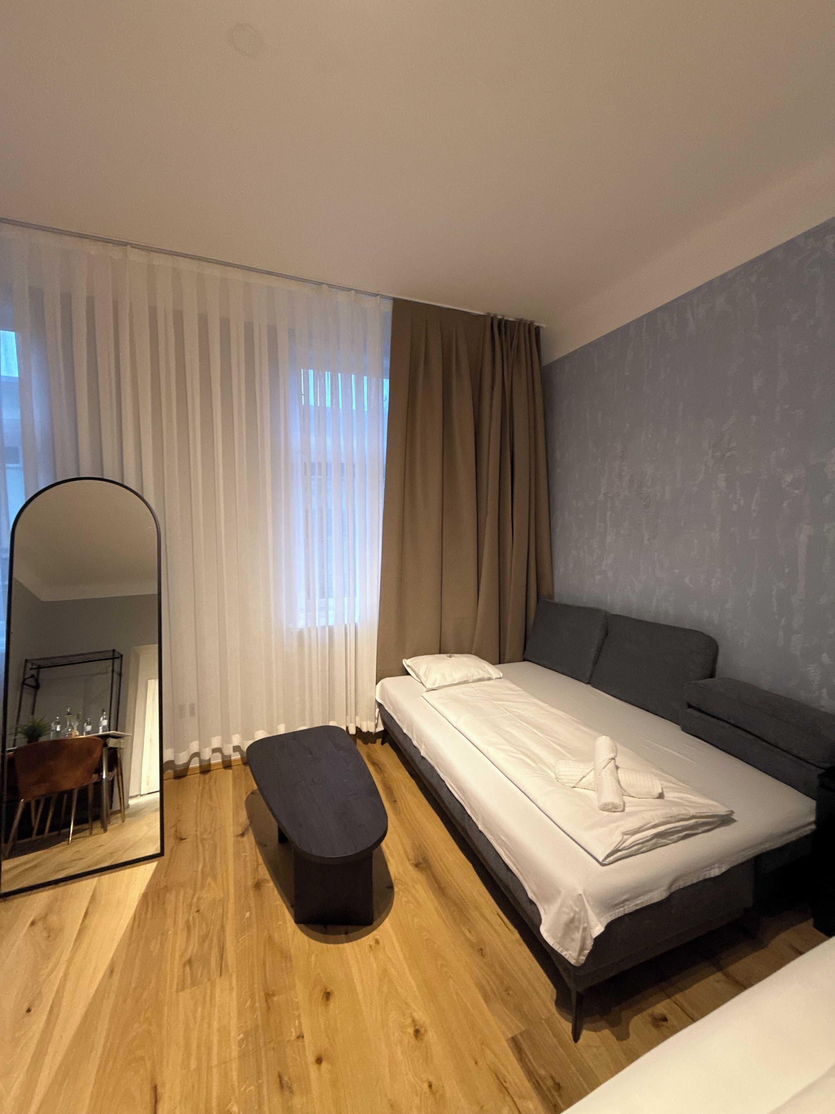 Luxury Apartment, Kitchen, City View | Pillowtop beds, soundproofing, free WiFi, bed sheets