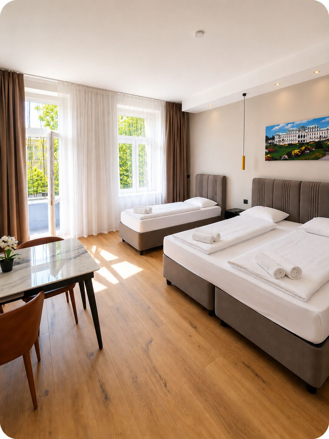 Pillow-top beds, soundproofing, free WiFi, bed sheets