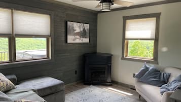 Smart TV, fireplace, DVD player, ping pong