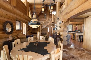 Dining - New! Ski-in/out Log Home beside 104.3 acres with a private hot tub (Big Sky)