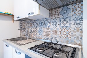 Fridge, oven, stovetop, coffee/tea maker