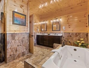 Shower, hair dryer, towels, shampoo
