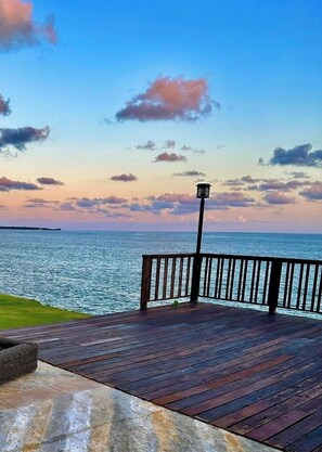 Terrace/patio - 3-bedroom Oceanview villa in marvelous Crown Point Tobago with pool, WiFi, AC (Crown Point)
