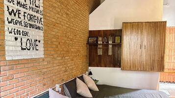 1 bedroom, laptop workspace, blackout curtains, soundproofing