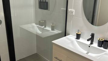 Shower, towels, soap