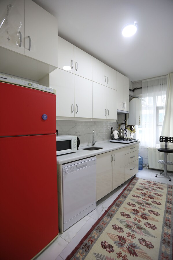 Fridge, microwave, stovetop, dishwasher