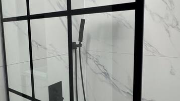 Hair dryer, towels, toilet paper