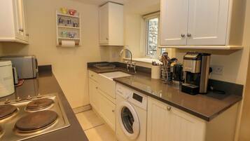 Fridge, dishwasher, electric kettle, toaster