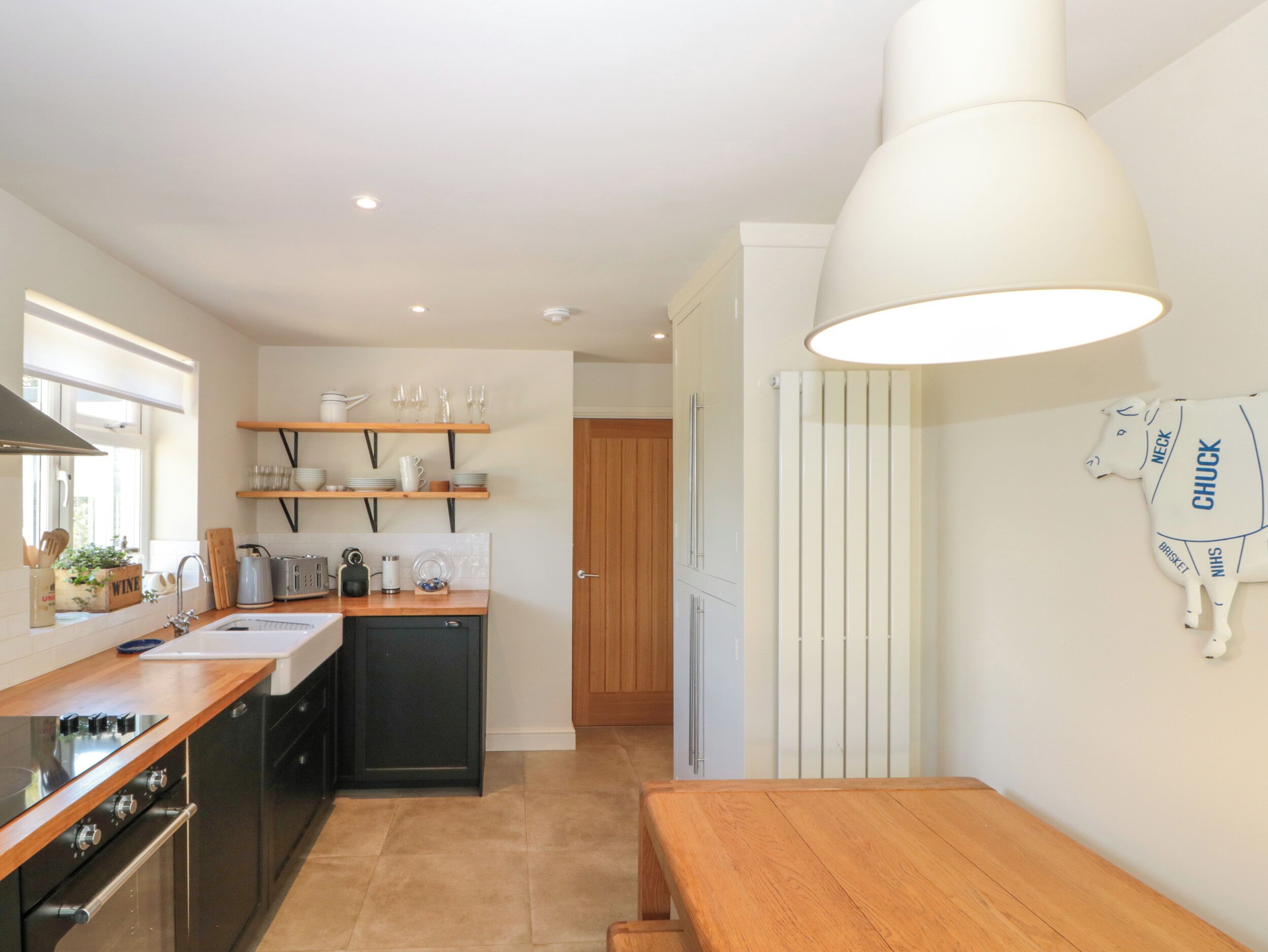 Fridge, dishwasher, electric kettle, toaster