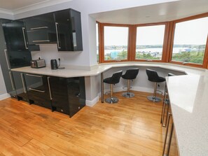 Fridge, dishwasher, electric kettle, toaster