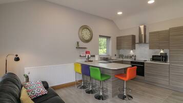 Fridge, dishwasher, electric kettle, cookware/dishes/utensils