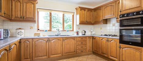 Fridge, cookware/dishes/utensils