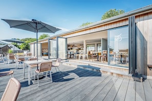 Outdoor dining - Chalet 32 at Landscove Holiday Park (Brixham)