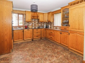 Fridge, dishwasher, electric kettle, toaster