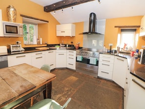 Fridge, dishwasher, electric kettle, cookware/dishes/utensils