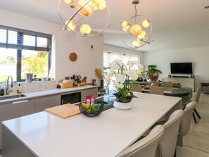 Fridge, dishwasher, cookware/dishes/utensils