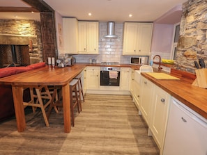 Fridge, dishwasher, electric kettle, toaster