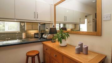 Fridge, dishwasher, electric kettle, toaster