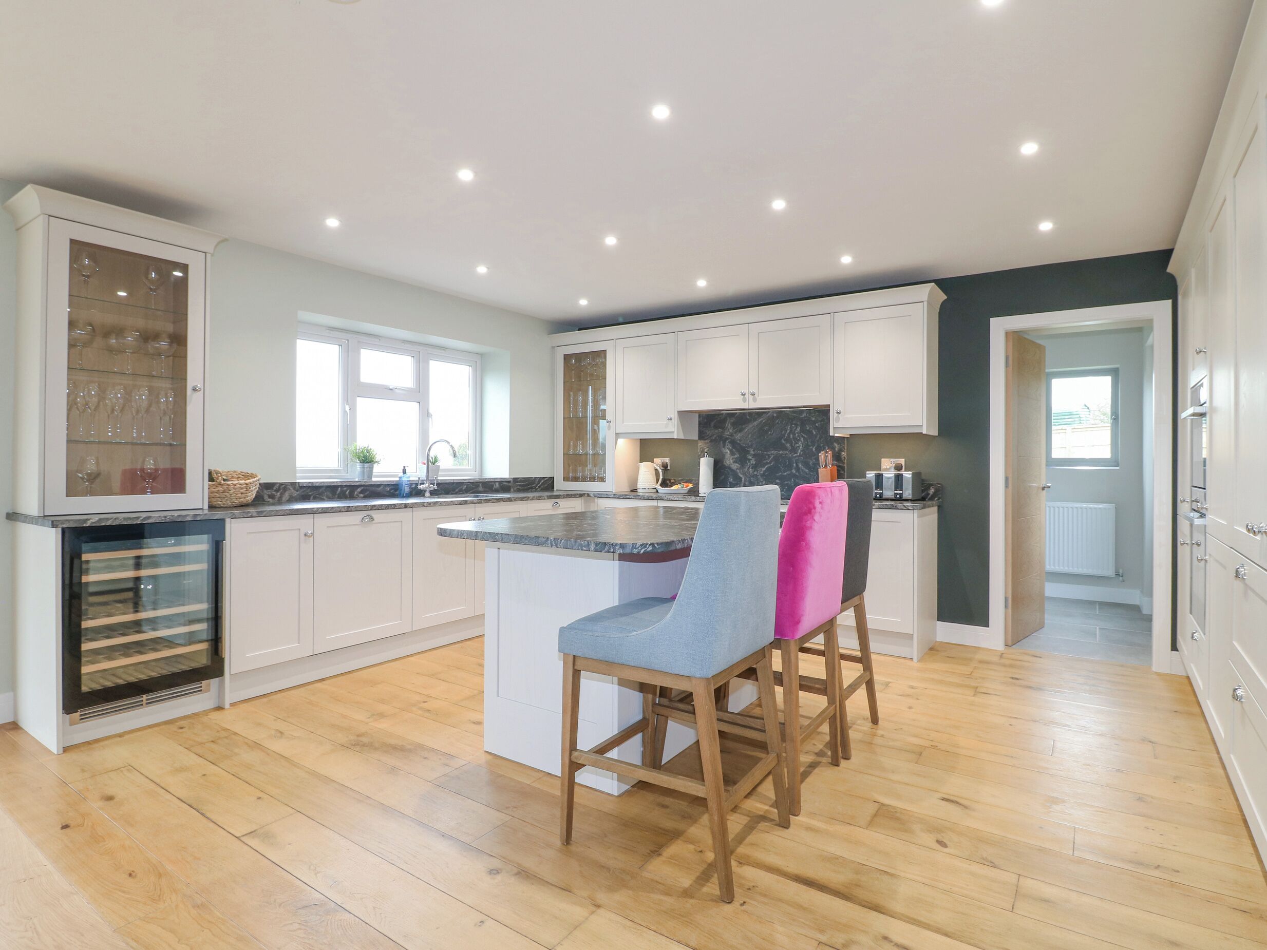 Fridge, dishwasher, electric kettle, toaster