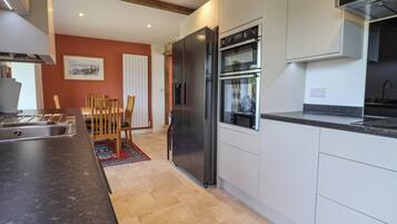 Fridge, dishwasher, electric kettle, toaster