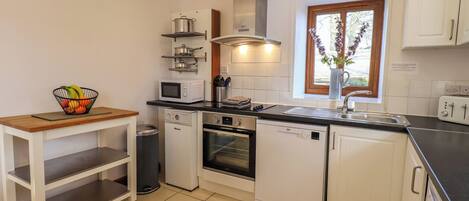 Fridge, dishwasher, electric kettle, toaster