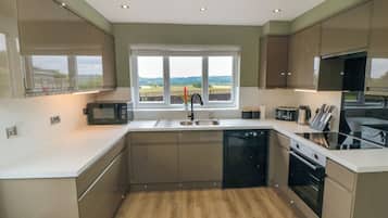 Fridge, dishwasher, electric kettle, toaster