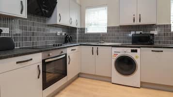 Fridge, dishwasher, electric kettle, toaster