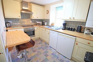Fridge, dishwasher, electric kettle, cookware/dishes/utensils - Treetops Flat (Porthmadog)