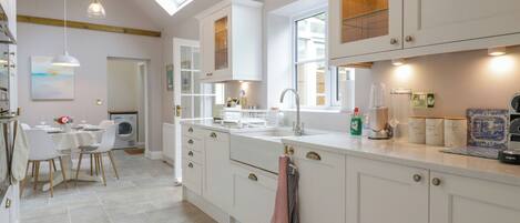 Fridge, dishwasher, electric kettle, toaster