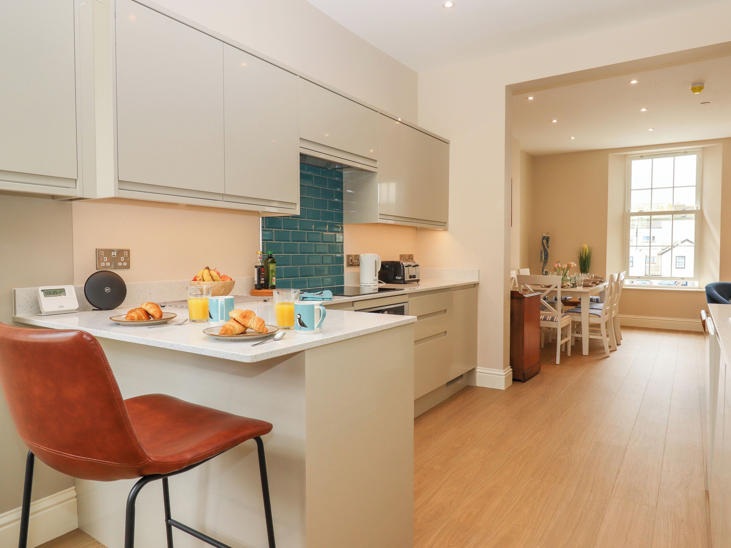 Fridge, dishwasher, electric kettle, toaster