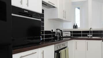 Fridge, dishwasher, electric kettle, toaster