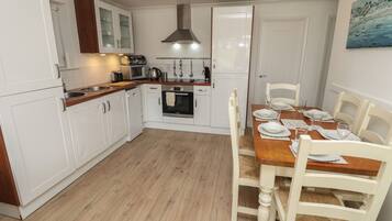 Fridge, dishwasher, electric kettle, toaster