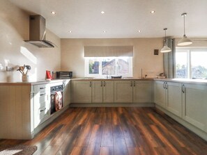 Fridge, electric kettle, toaster, cookware/dishes/utensils