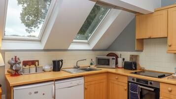 Fridge, dishwasher, electric kettle, toaster