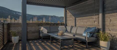 Deluxe-hytte - strandudsigt | Terrasse/gårdhave