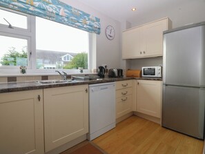 Fridge, dishwasher, electric kettle, toaster