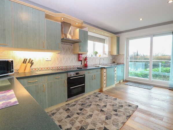 Fridge, dishwasher, electric kettle, toaster