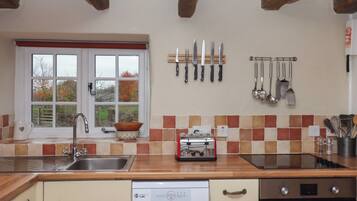 Fridge, dishwasher, electric kettle, toaster