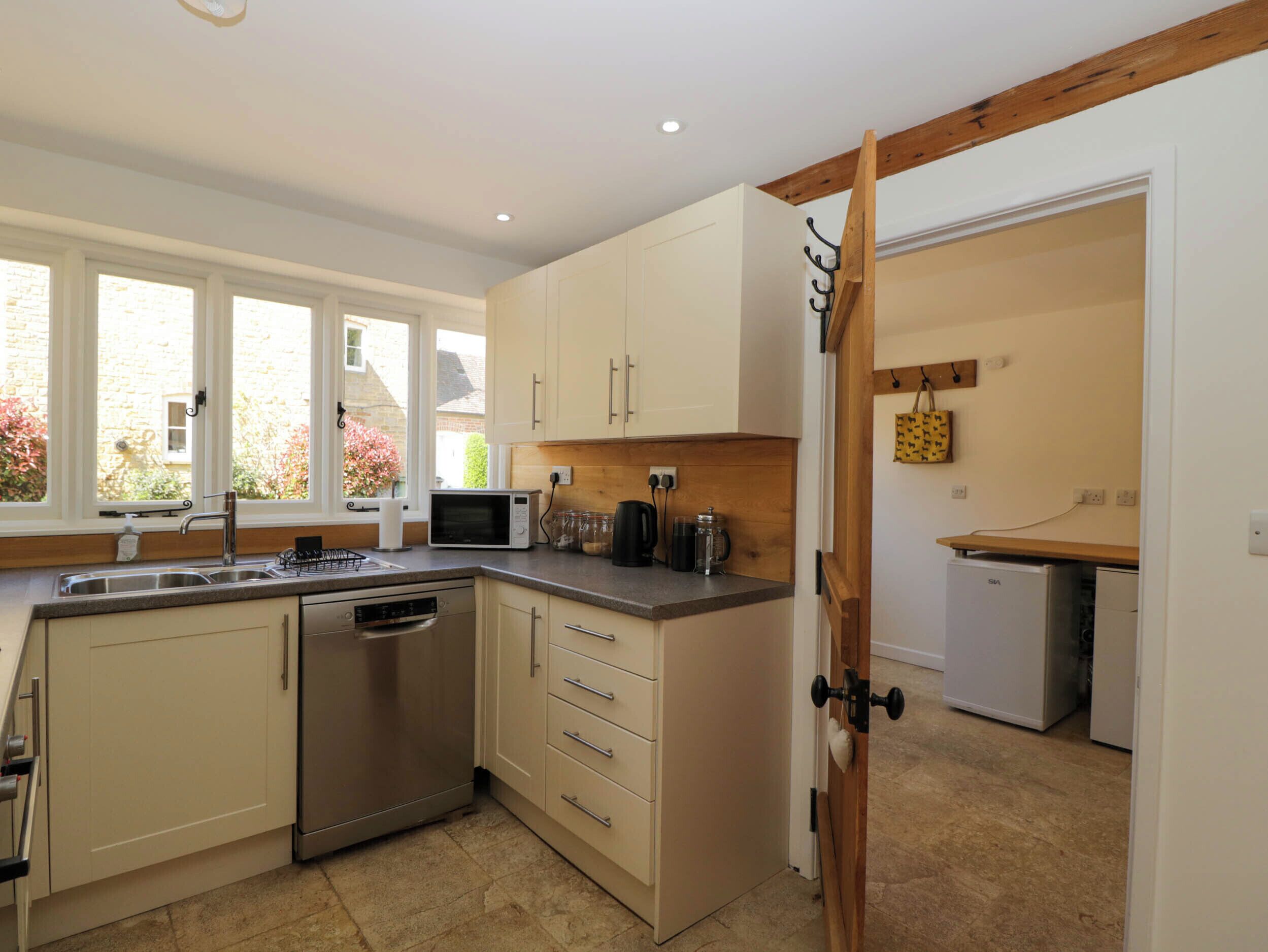 Fridge, dishwasher, electric kettle, toaster