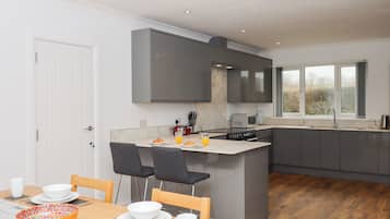 Fridge, dishwasher, electric kettle, toaster