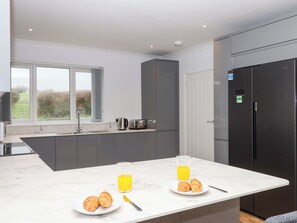 Fridge, dishwasher, electric kettle, toaster