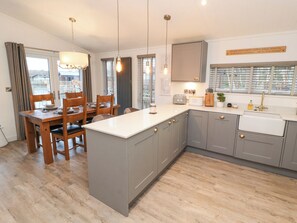 Fridge, dishwasher, electric kettle, toaster