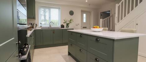 Fridge, dishwasher, electric kettle, toaster