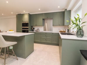 Fridge, dishwasher, electric kettle, toaster