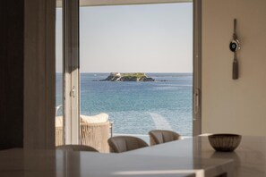 Villa | Private kitchen | Full-size fridge, microwave, oven, dishwasher - Luxurious Seafront Villa Karystos (Karystos)