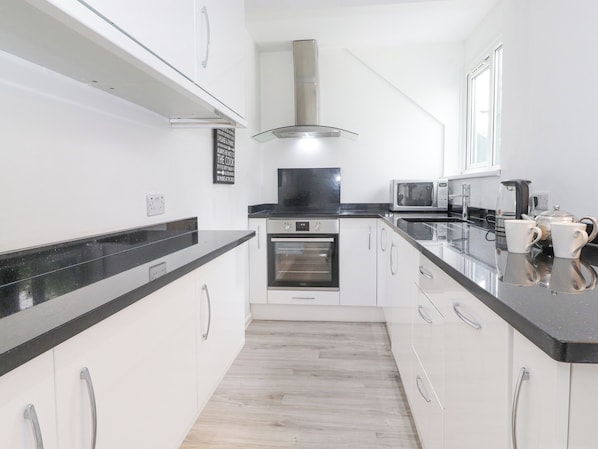 Fridge, dishwasher, electric kettle, toaster