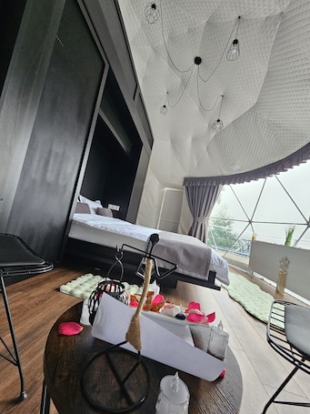 Deluxe Cabin, Balcony, Mountain View | 1 bedroom, hypo-allergenic bedding, free WiFi, bed sheets. SKY DOME